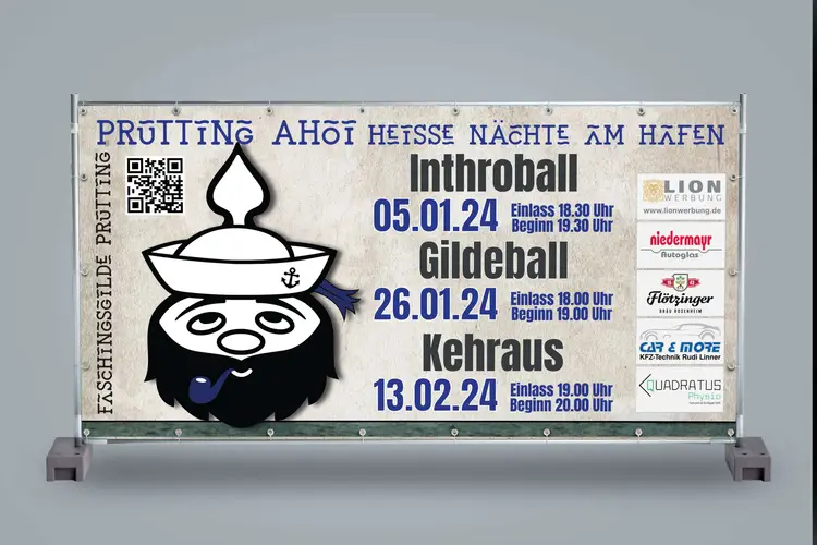 Faschingsgilde Prutting Bauzaunbanner